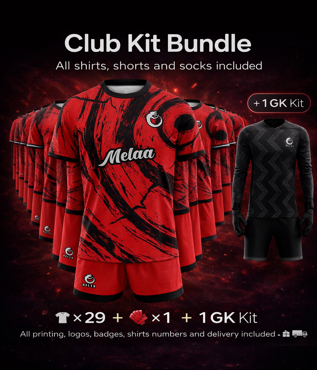 Mens Club Kit Bundle - 30 Full Kits + free kit bag + 2 managers track tops